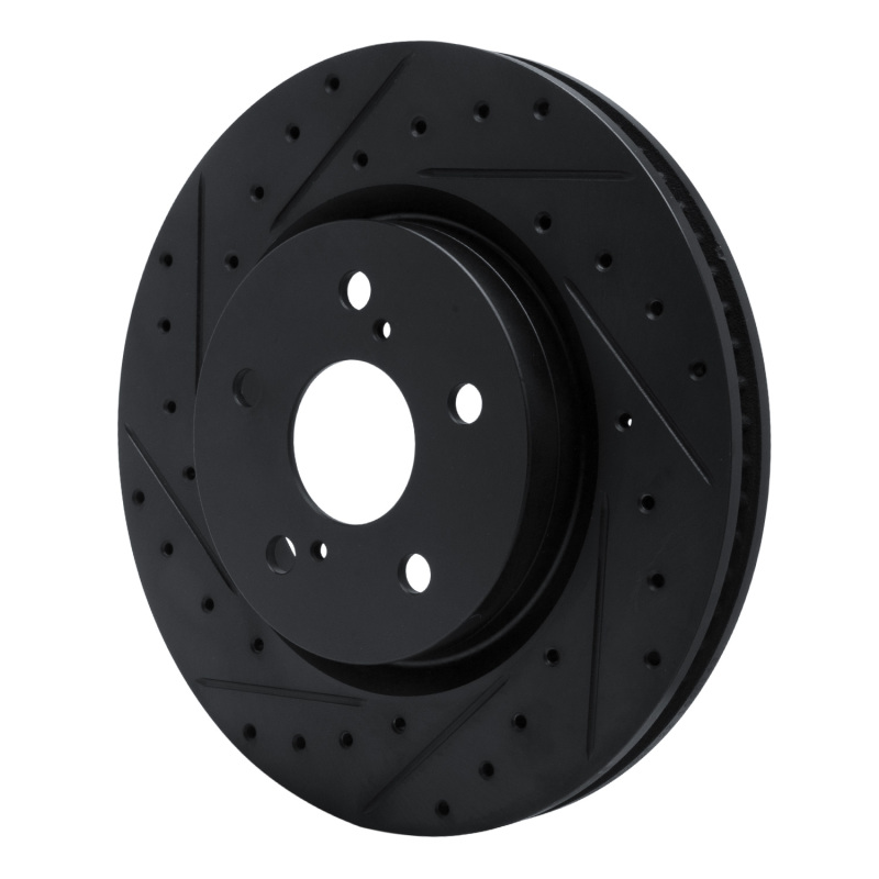Picture of R1 18-25 Lexus UX300h Front Left Drilled & Slotted Black Brake Rotor