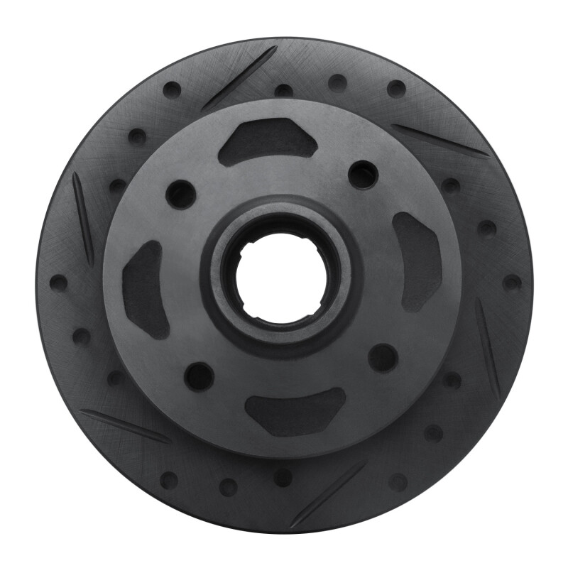 Picture of R1 84-85 Mazda RX-7 Front Left Drilled & Slotted Black Brake Rotor