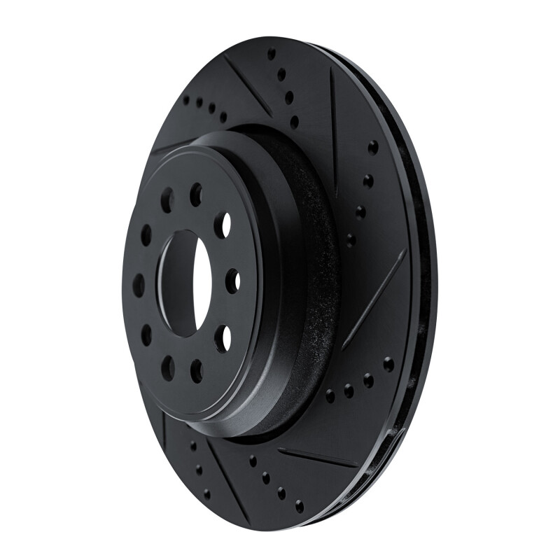 Picture of R1 14-16 Maserati Ghibli Rear Right Drilled & Slotted Black Brake Rotor
