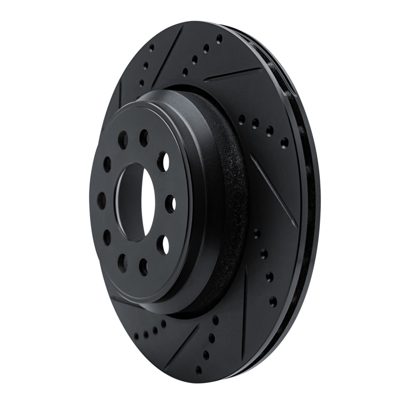 Picture of R1 14-16 Maserati Ghibli Rear Left Drilled & Slotted Black Brake Rotor