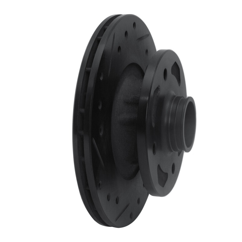 Picture of R1 84-85 Mazda RX-7 Front Left Drilled & Slotted Black Brake Rotor