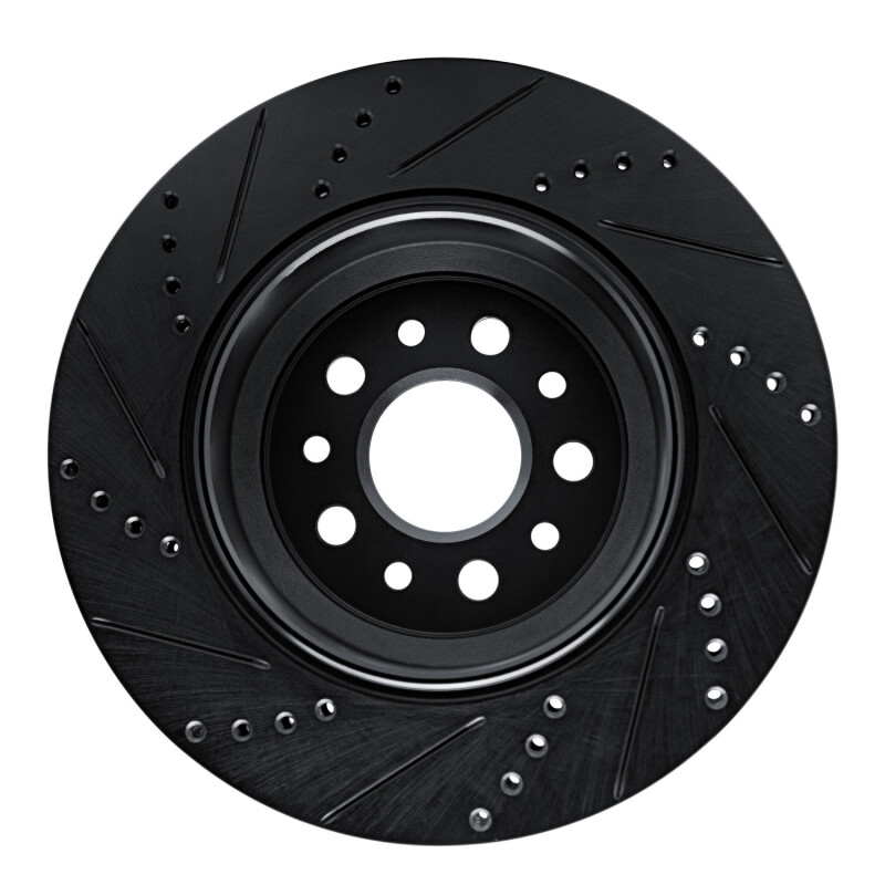 Picture of R1 14-16 Maserati Ghibli Rear Right Drilled & Slotted Black Brake Rotor