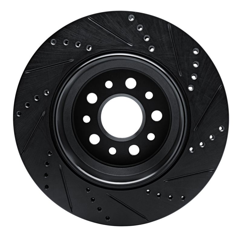 Picture of R1 14-16 Maserati Ghibli Rear Left Drilled & Slotted Black Brake Rotor