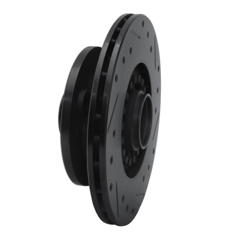 Picture of R1 84-85 Mazda RX-7 Front Left Drilled & Slotted Black Brake Rotor