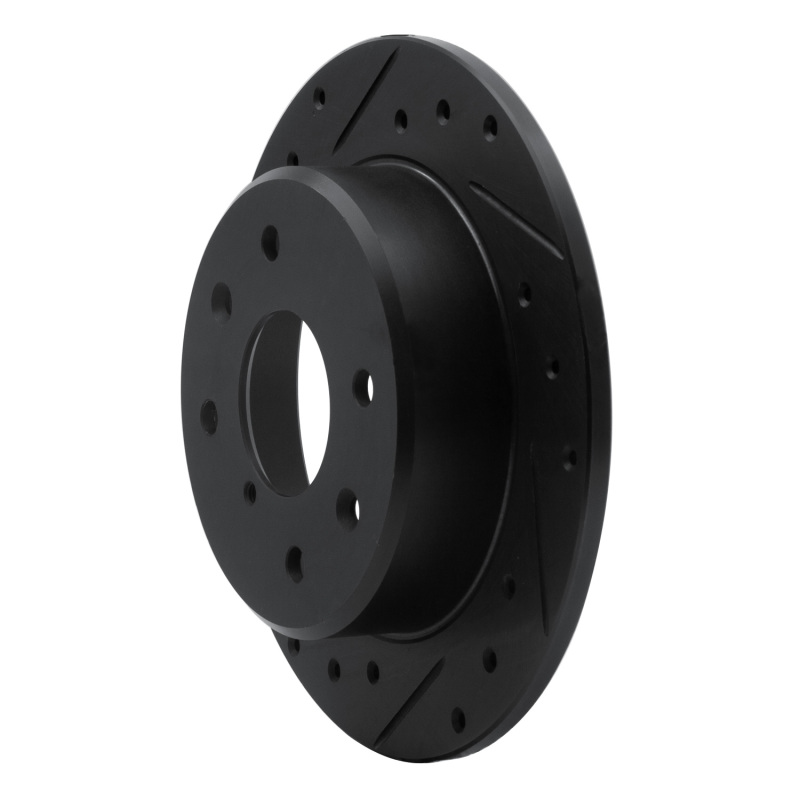 Picture of R1 86-88 Mazda RX-7 Rear Left Drilled & Slotted Black Brake Rotor