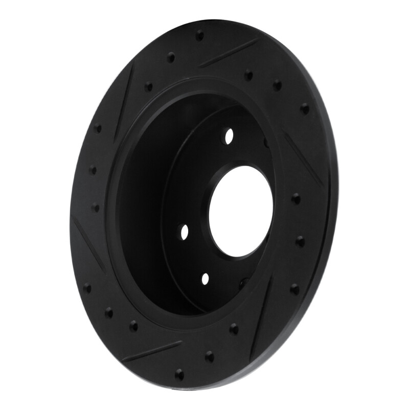 Picture of R1 86-88 Mazda RX-7 Rear Right Drilled & Slotted Black Brake Rotor