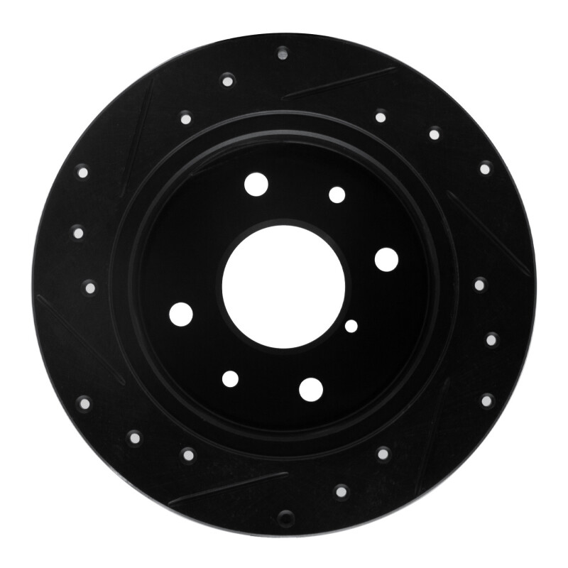 Picture of R1 86-88 Mazda RX-7 Rear Right Drilled & Slotted Black Brake Rotor