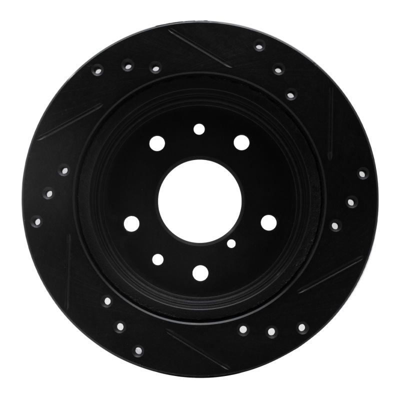 Picture of R1 86-91 Mazda RX-7 Rear Left Drilled & Slotted Black Brake Rotor