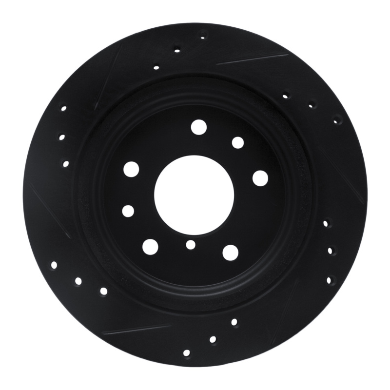 Picture of R1 86-91 Mazda RX-7 Rear Right Drilled & Slotted Black Brake Rotor