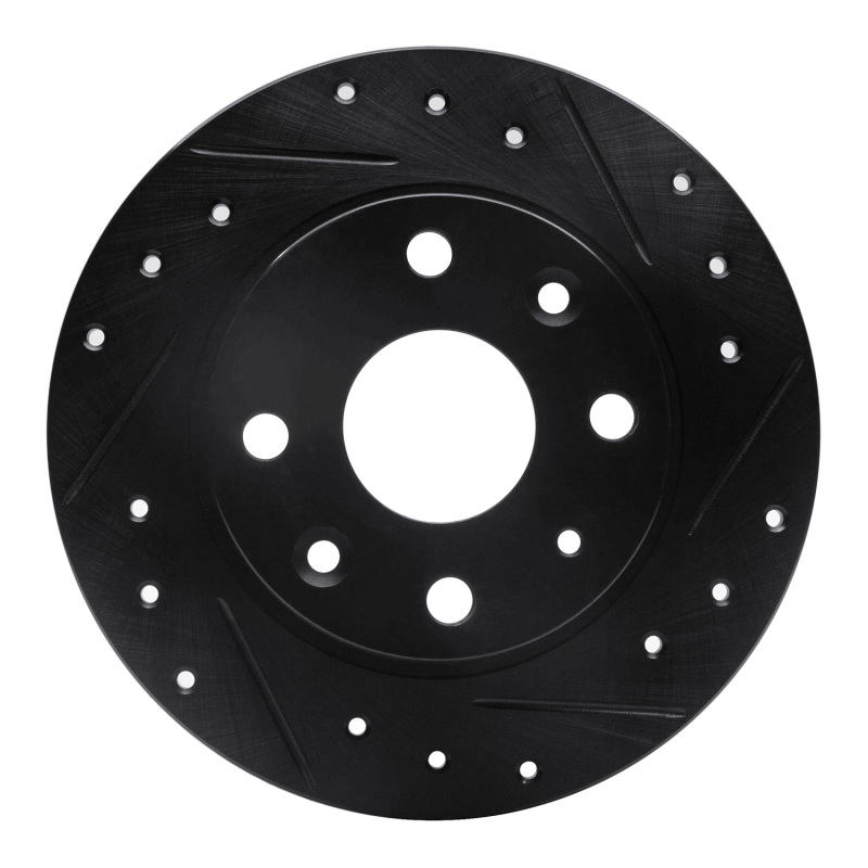Picture of R1 90-93 Mazda Miata Rear Right Drilled & Slotted Black Brake Rotor