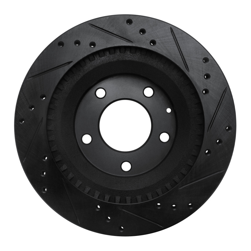 Picture of R1 93-95 Mazda RX-7 Rear Left Drilled & Slotted Black Brake Rotor