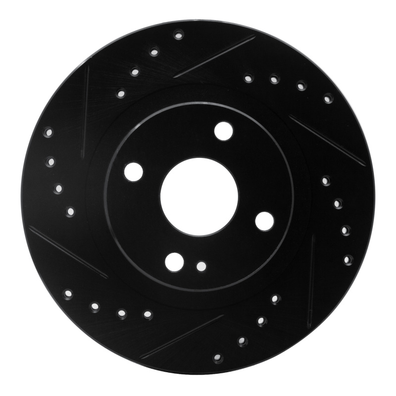 Picture of R1 99-03 Mazda Protege Front Left Drilled & Slotted Black Brake Rotor