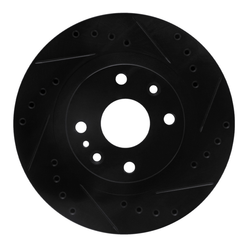 Picture of R1 99-03 Mazda Protege Front Right Drilled & Slotted Black Brake Rotor