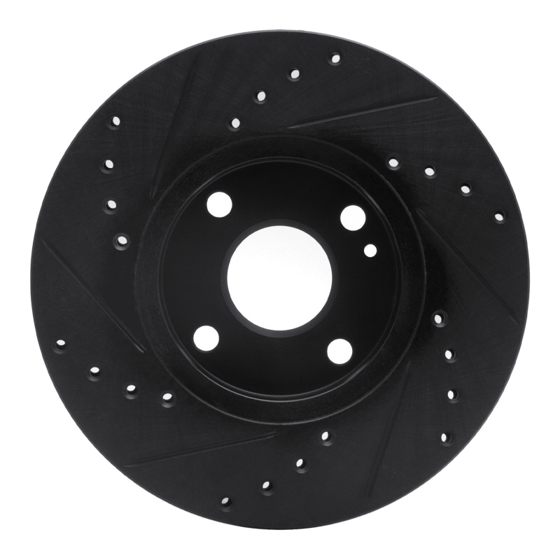 Picture of R1 94-02 Mazda Miata Front Right Drilled & Slotted Black Brake Rotor