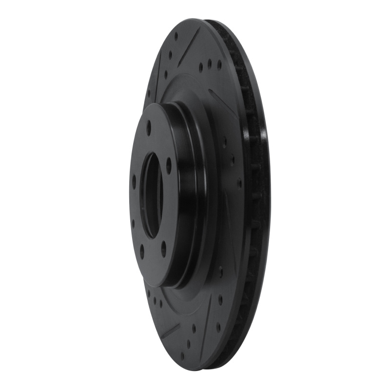 Picture of R1 93-95 Mazda RX-7 Rear Left Drilled & Slotted Black Brake Rotor