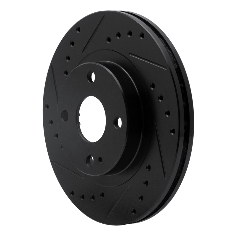 Picture of R1 99-03 Mazda Protege Front Left Drilled & Slotted Black Brake Rotor