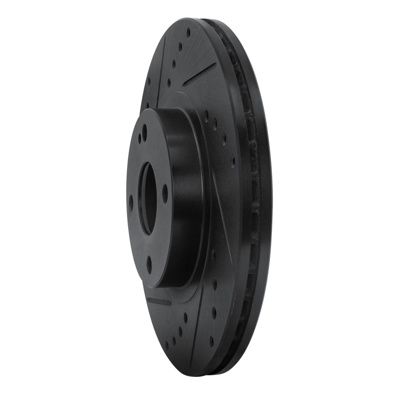 Picture of R1 01-05 Mazda Miata Front Left Drilled & Slotted Black Brake Rotor