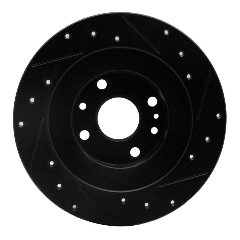 Picture of R1 01-05 Mazda Miata Rear Left Drilled & Slotted Black Brake Rotor