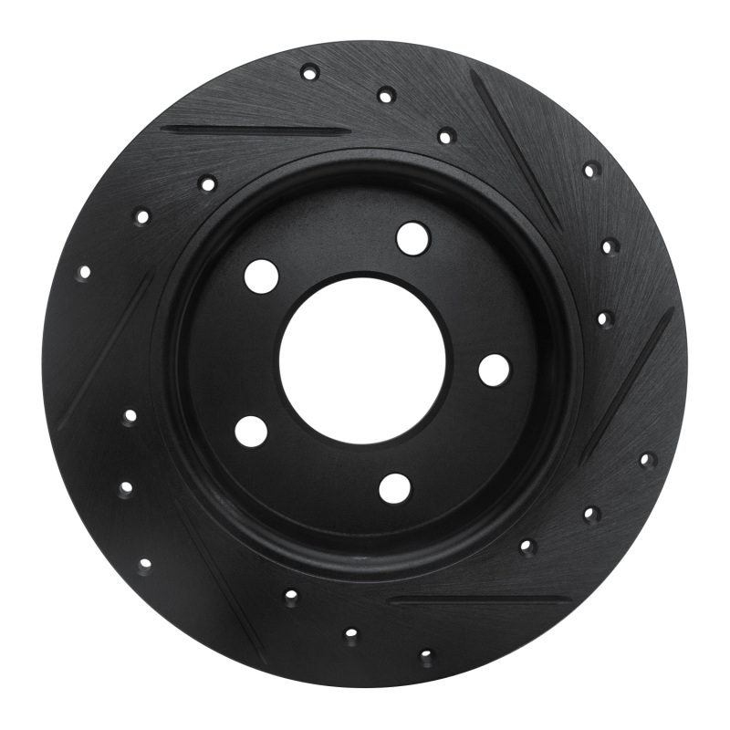 Picture of R1 04-13 Mazda 3 Rear Left Drilled & Slotted Black Brake Rotor