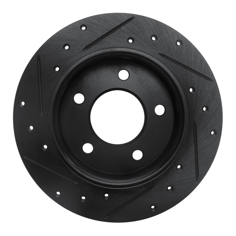 Picture of R1 04-13 Mazda 3 Rear Right Drilled & Slotted Black Brake Rotor