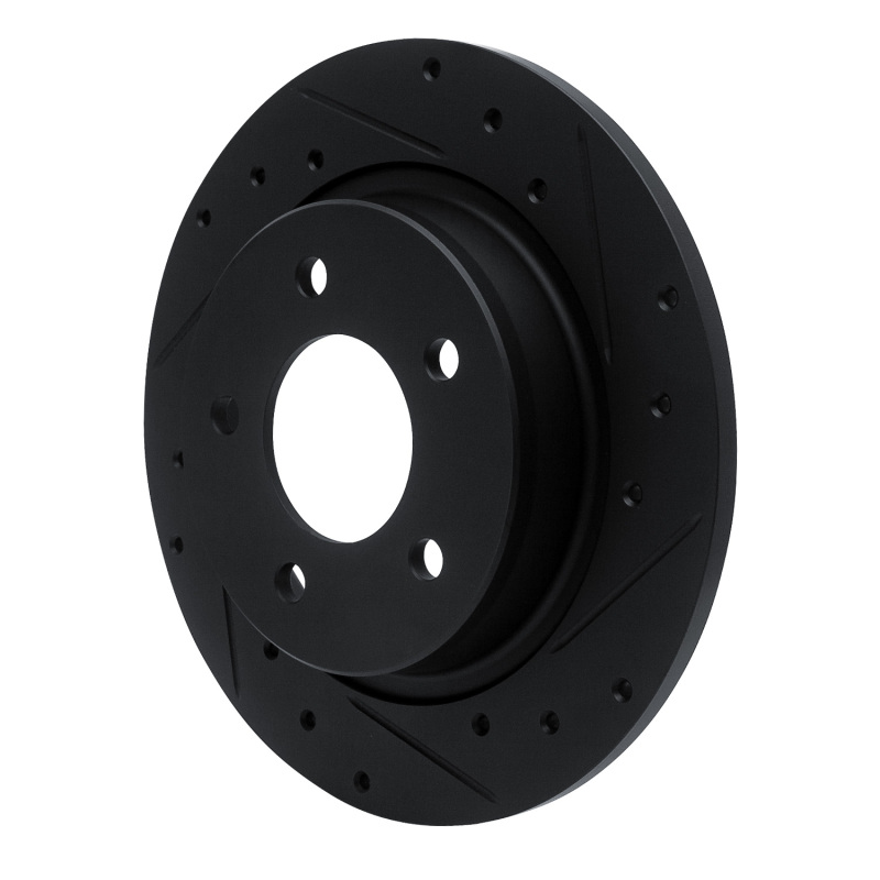 Picture of R1 04-13 Mazda 3 Rear Right Drilled & Slotted Black Brake Rotor