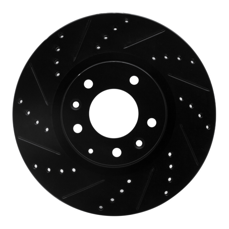 Picture of R1 04-08 Mazda RX-8 Front Left Drilled & Slotted Black Brake Rotor