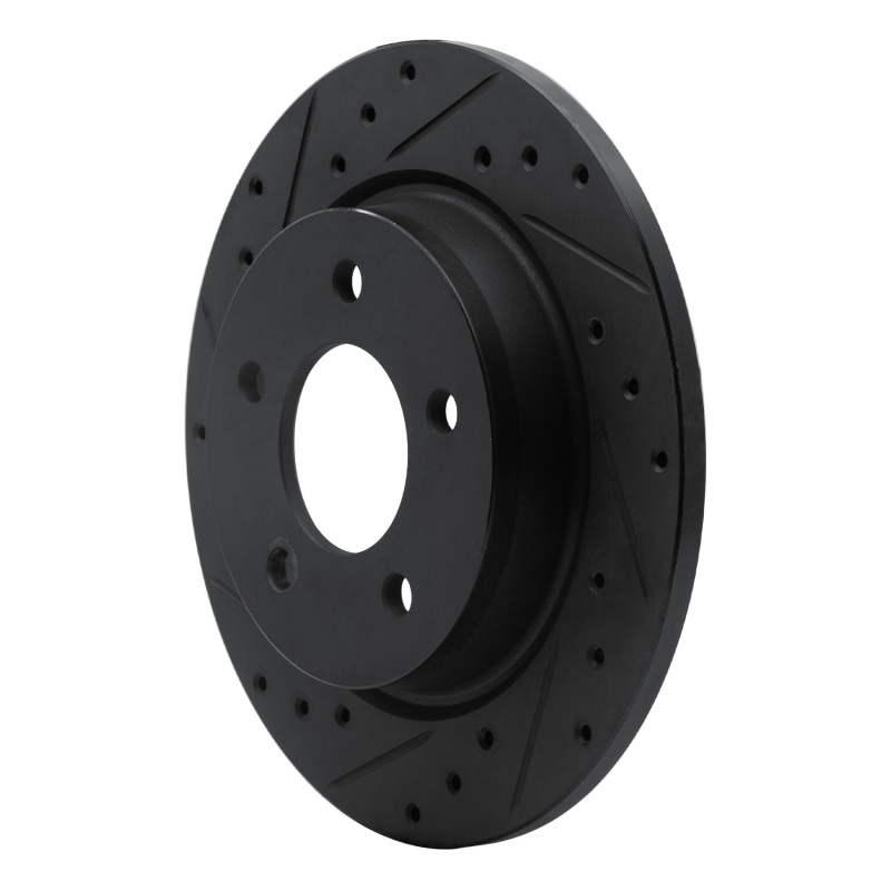 Picture of R1 04-13 Mazda 3 Rear Left Drilled & Slotted Black Brake Rotor