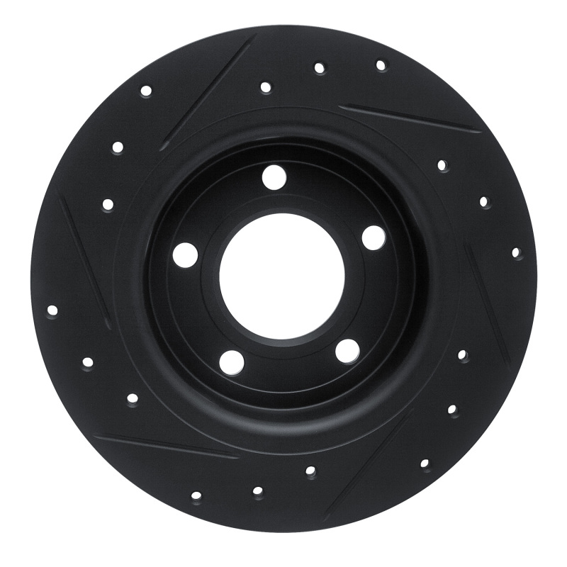 Picture of R1 04-13 Mazda 3 Rear Right Drilled & Slotted Black Brake Rotor