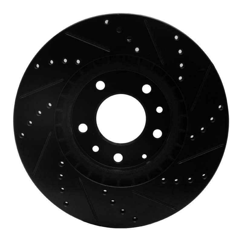 Picture of R1 04-08 Mazda RX-8 Front Left Drilled & Slotted Black Brake Rotor