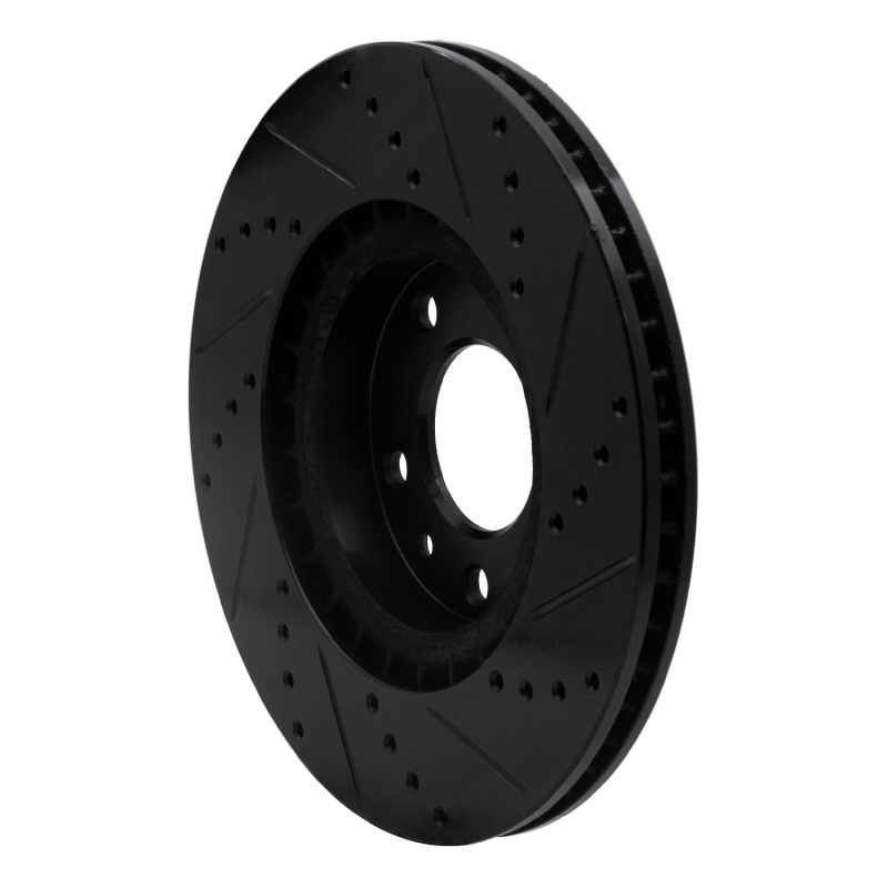 Picture of R1 04-08 Mazda RX-8 Front Left Drilled & Slotted Black Brake Rotor