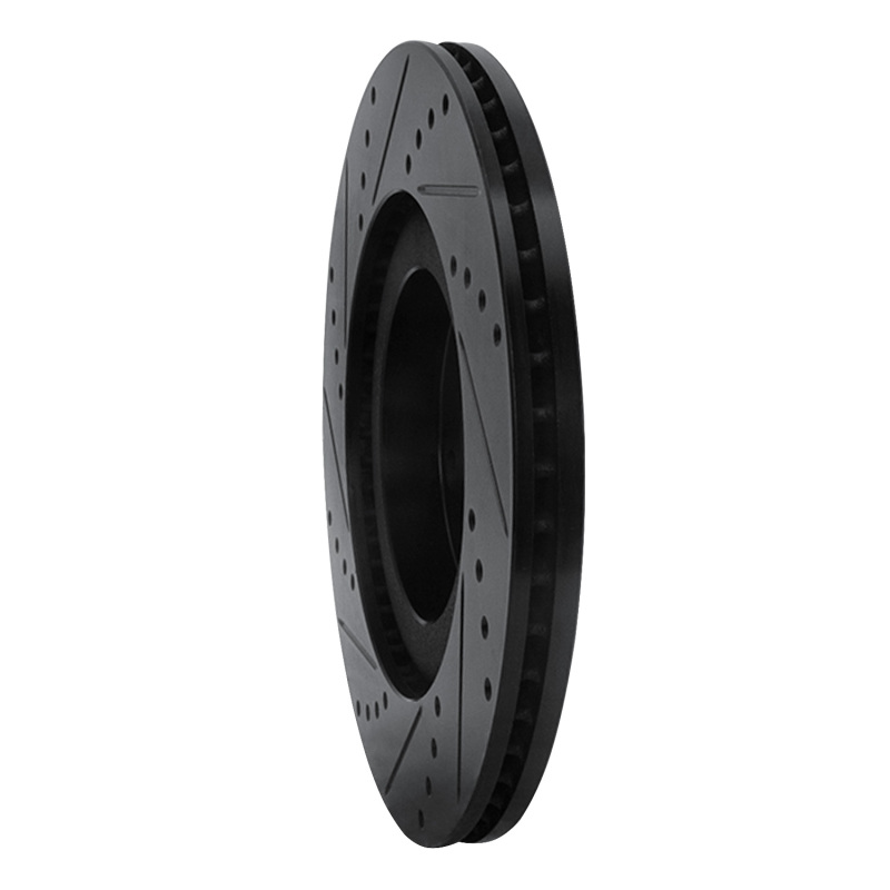 Picture of R1 04-11 Mazda RX-8 Front Right Drilled & Slotted Black Brake Rotor