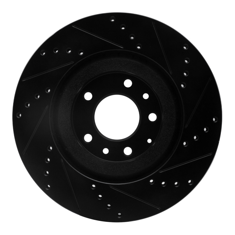 Picture of R1 04-11 Mazda RX-8 Front Left Drilled & Slotted Black Brake Rotor