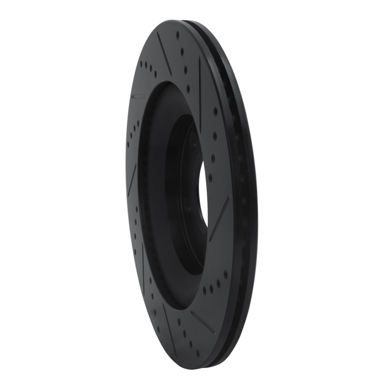 Picture of R1 04-11 Mazda RX-8 Rear Left Drilled & Slotted Black Brake Rotor