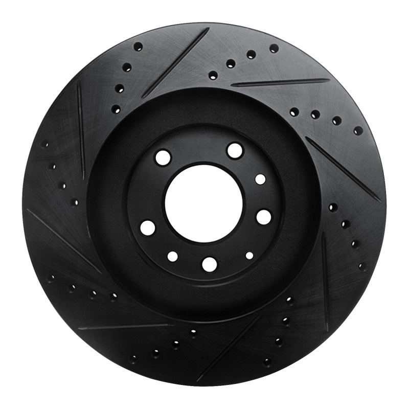 Picture of R1 04-11 Mazda RX-8 Front Right Drilled & Slotted Black Brake Rotor
