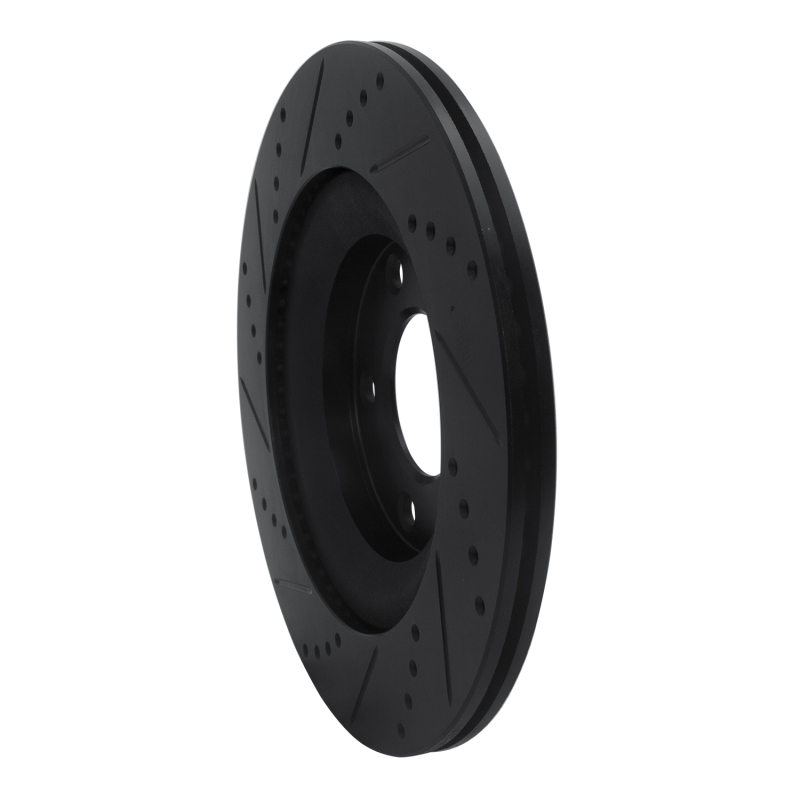 Picture of R1 04-11 Mazda RX-8 Rear Right Drilled & Slotted Black Brake Rotor