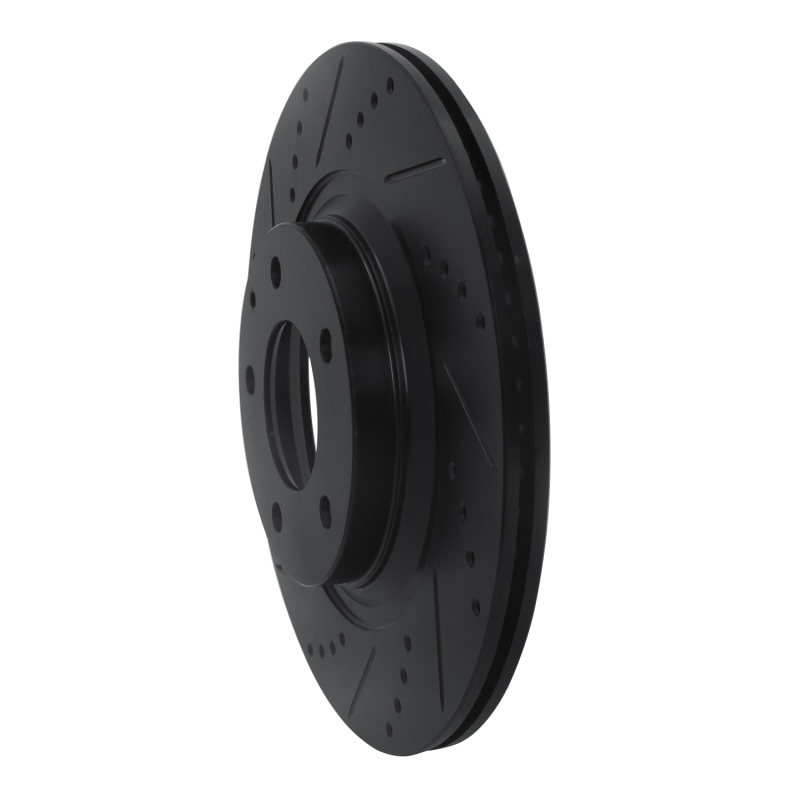 Picture of R1 04-11 Mazda RX-8 Rear Left Drilled & Slotted Black Brake Rotor