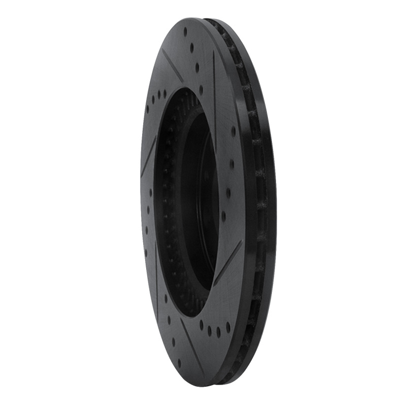 Picture of R1 06-15 Mazda MX-5 Miata Front Left Drilled & Slotted Black Brake Rotor