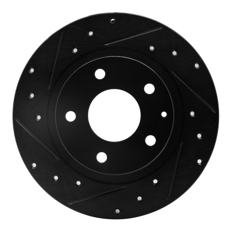 Picture of R1 14-21 Mazda 6 Rear Left Drilled & Slotted Black Brake Rotor