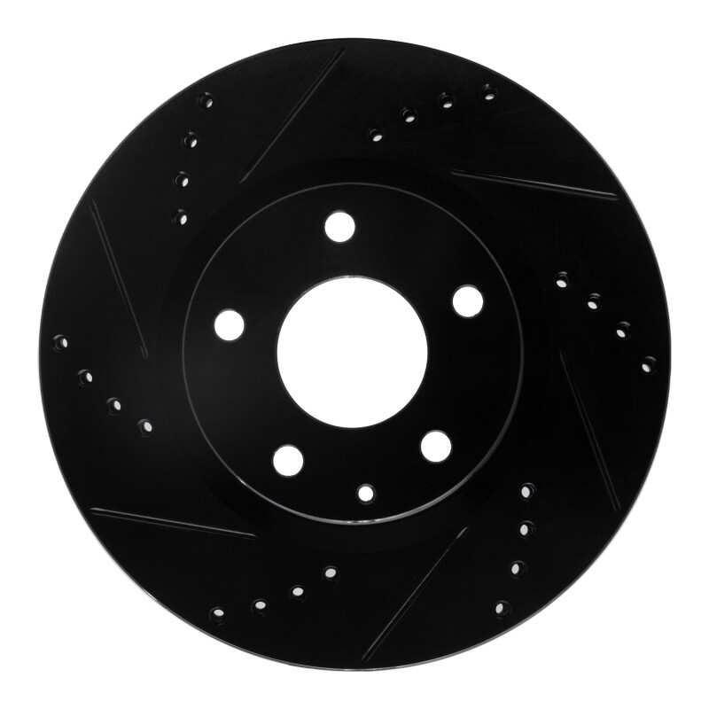 Picture of R1 14-24 Mazda 3 Front Left Drilled & Slotted Black Brake Rotor