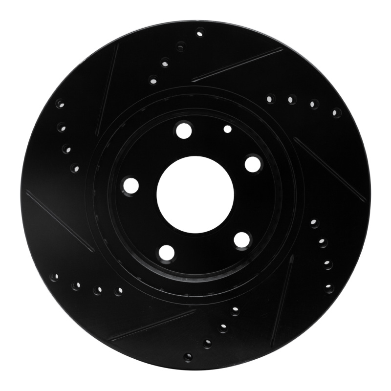 Picture of R1 14-24 Mazda 3 Front Right Drilled & Slotted Black Brake Rotor