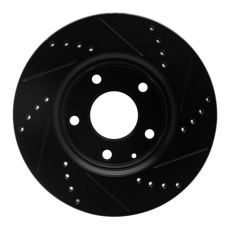 Picture of R1 14-24 Mazda 3 Front Left Drilled & Slotted Black Brake Rotor