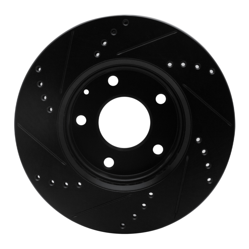 Picture of R1 14-24 Mazda CX-3 Front Right Drilled & Slotted Black Brake Rotor