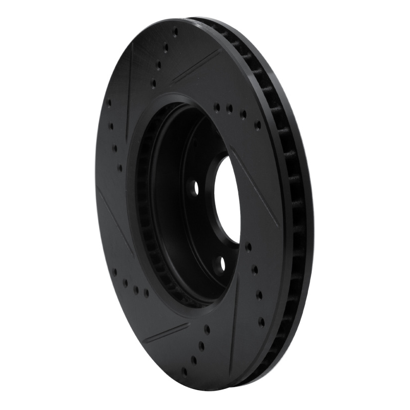 Picture of R1 14-24 Mazda CX-3 Front Right Drilled & Slotted Black Brake Rotor