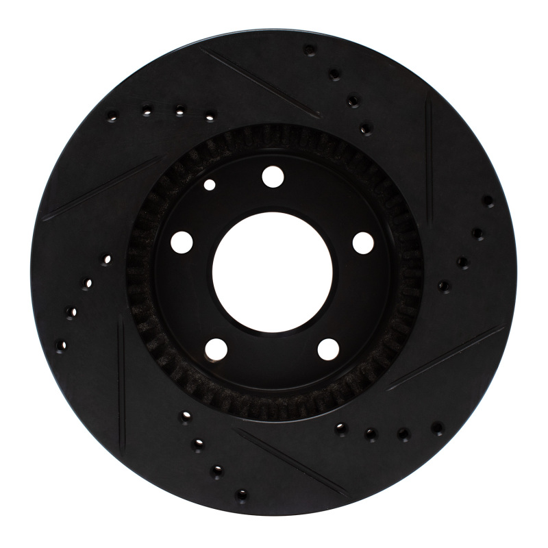 Picture of R1 95-06 Mazda Millenia Front Left Drilled & Slotted Black Brake Rotor