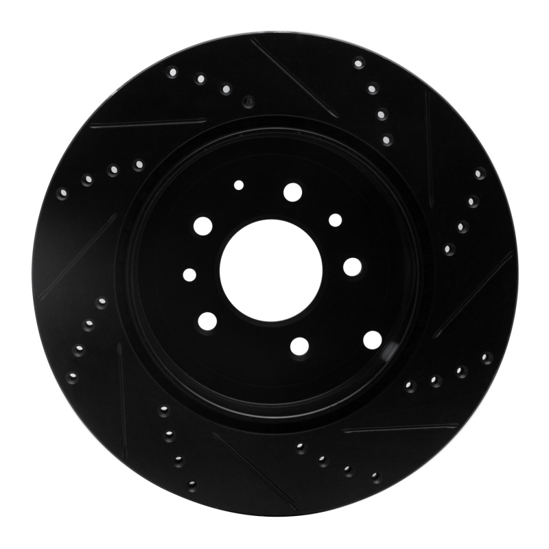 Picture of R1 07-15 Mazda CX-9 Rear Left Drilled & Slotted Black Brake Rotor