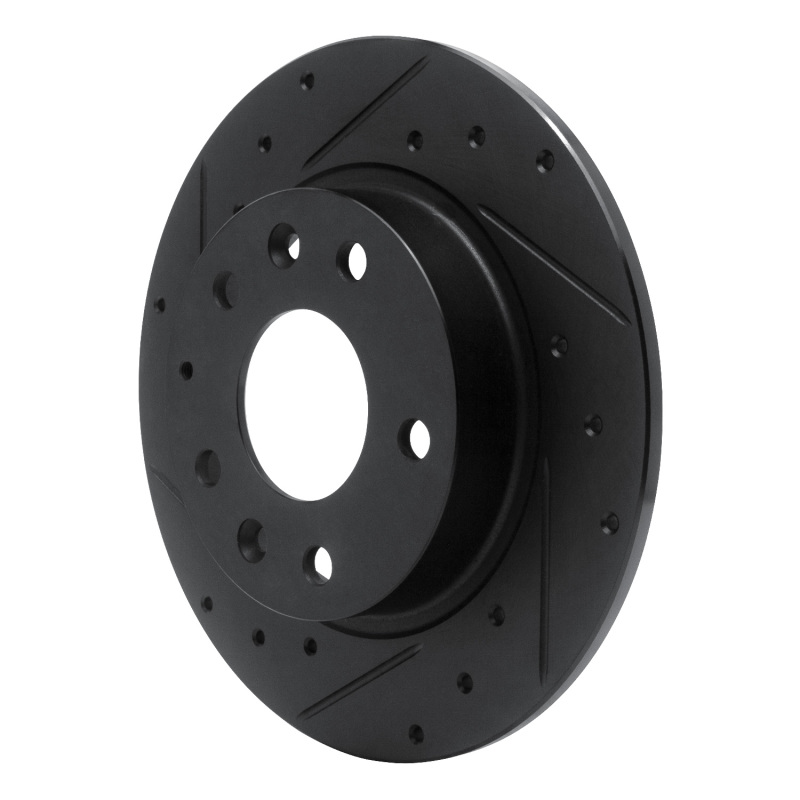 Picture of R1 14-25 Mazda 3 Rear Left Drilled & Slotted Black Brake Rotor