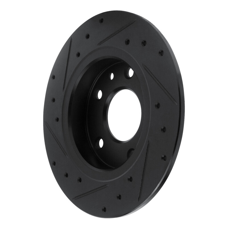 Picture of R1 14-25 Mazda 3 Rear Right Drilled & Slotted Black Brake Rotor