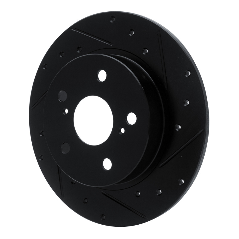 Picture of R1 11-16 Scion TC Rear Right Drilled & Slotted Black Brake Rotor
