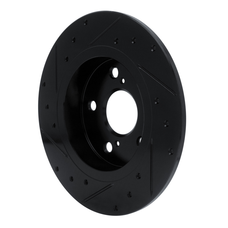 Picture of R1 11-16 Scion TC Rear Right Drilled & Slotted Black Brake Rotor