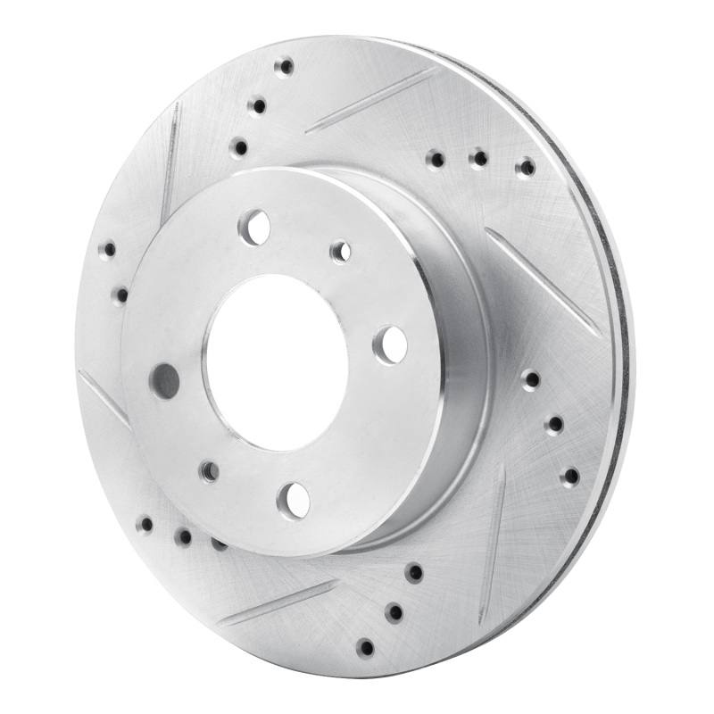 Picture of R1 00-02 Hyundai Accent Front Left Drilled & Slotted Silver Brake Rotor